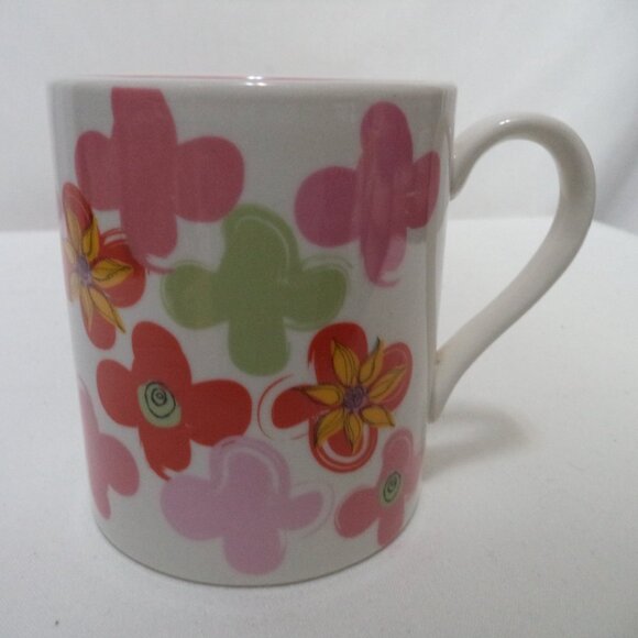 Starbucks Floral Sunflower Mug Cup red pink Micro Dish safe Groovy 2007 Ceramic - Picture 2 of 11